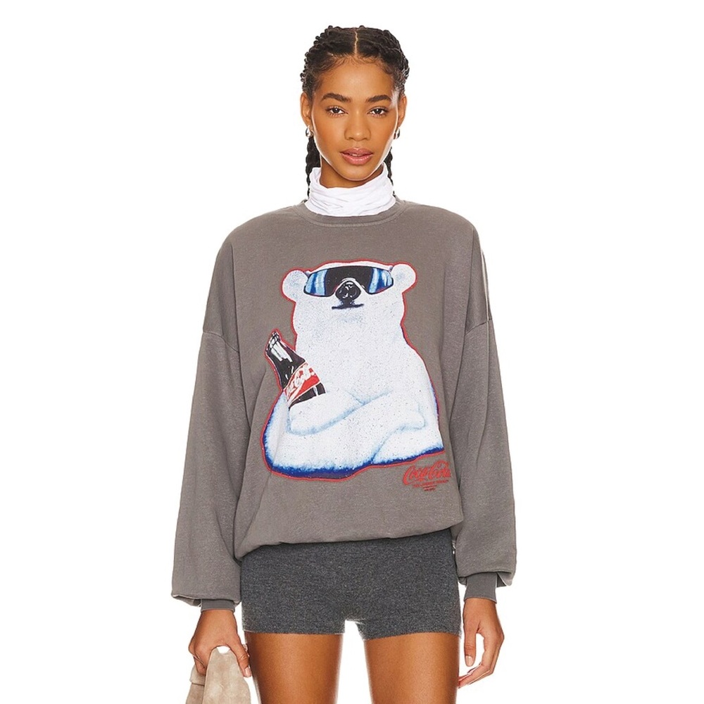 Laundry Room Coca Cola Polar Bear Sweatshirt Gray Small Retro Vintage Graphic